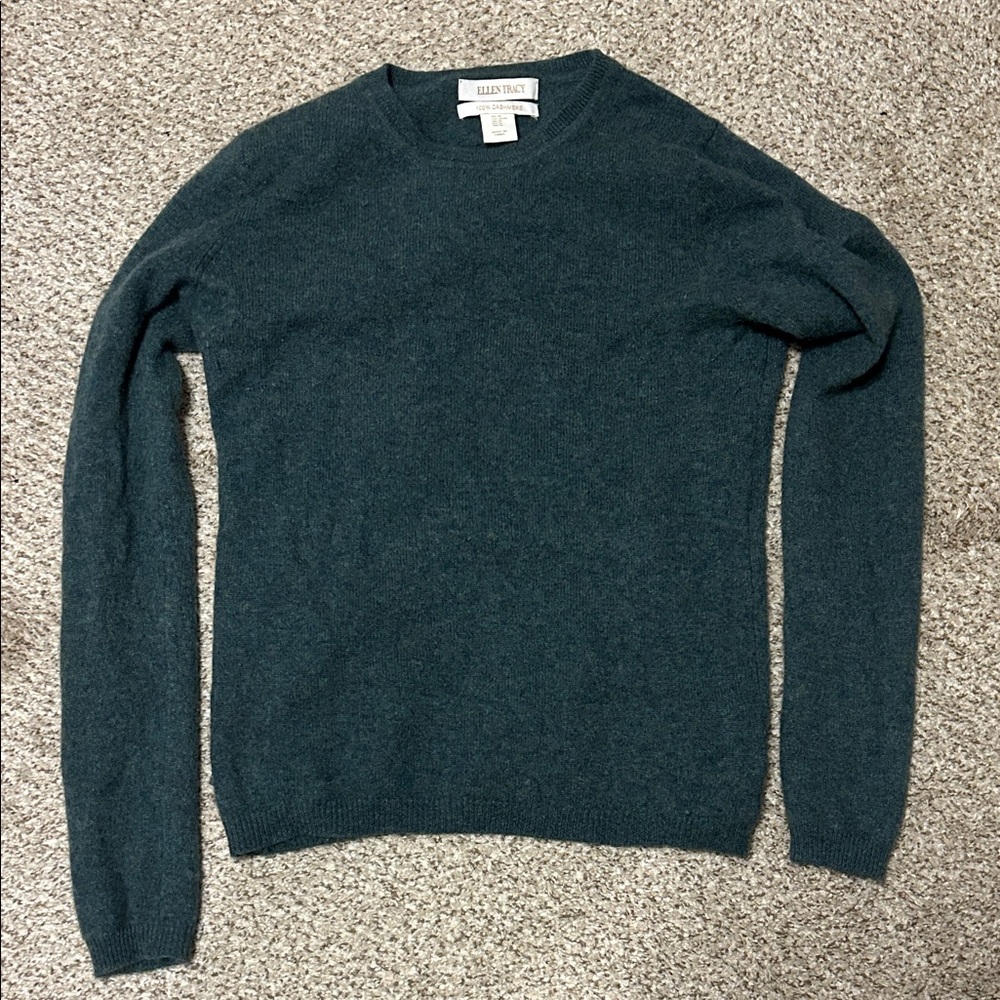 Ellen Tracy Women’s green Crewneck cashmere Sweater